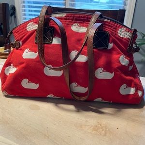 Dooney & Bourke Red Tote w/ White Ducks